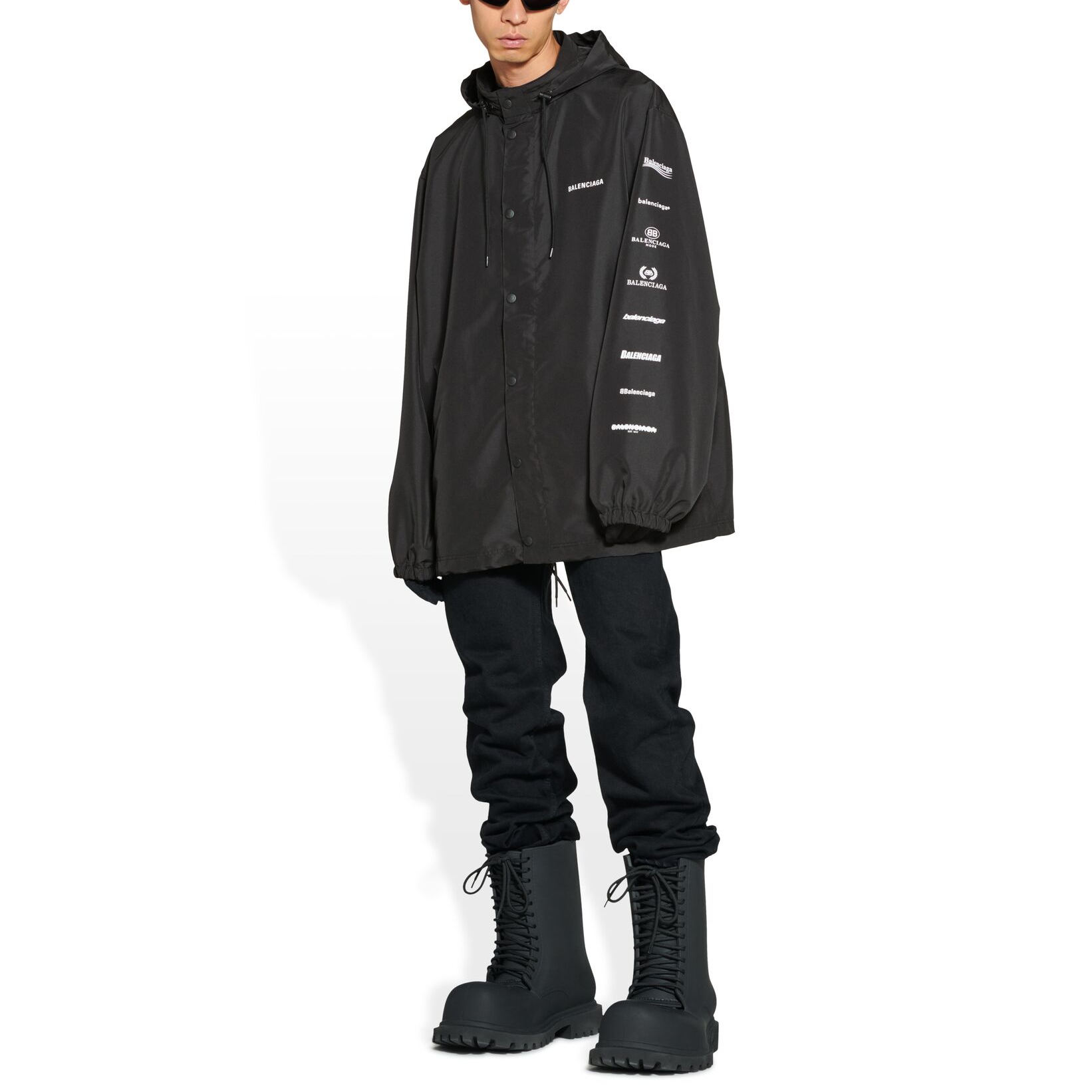 Balenciaga SS23 Logo Print Drawstring Hoodie Jacket Unisex Black. 725607TMO101000 圖 6