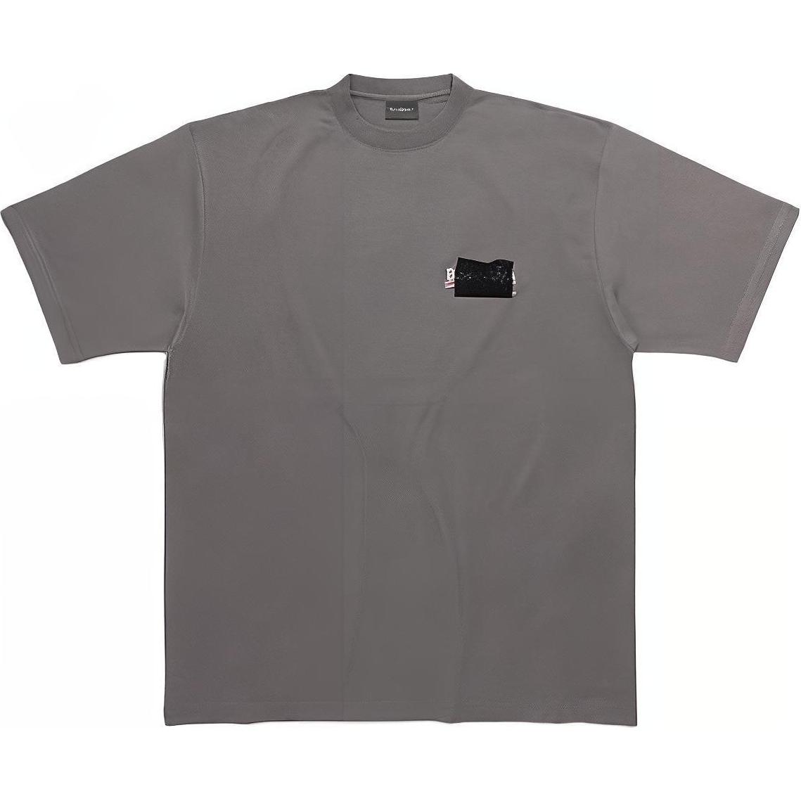 Buy 巴黎世家SS23灰色男士Logo印花宽松圆领T恤 641675TNVG11227