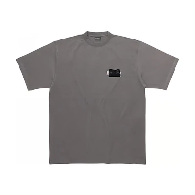 Balenciaga SS23 Logo Print Grey Oversized Crewneck T-Shirt for Men. 641675TNVG11227