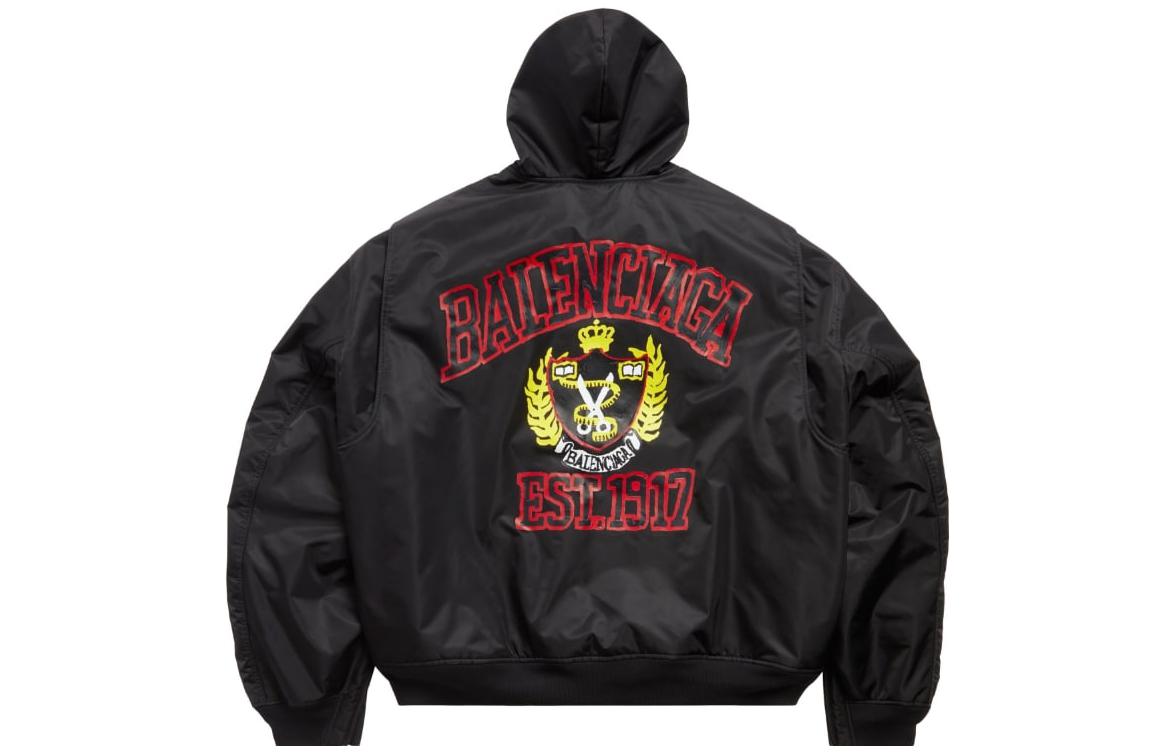 Balenciaga SS23 Logo Print Loose Fit Hoodie Jacket Mens Black 746661TLO251000