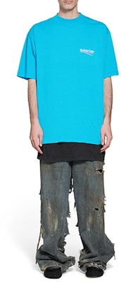 발렌시아가 SS23 로고 프린트 오버사이즈 티셔츠 블루 641675TNVG54760 Lookbook 발렌시아가 SS23 로고 프린트 오버사이즈 티셔츠 블루 641675TNVG54760