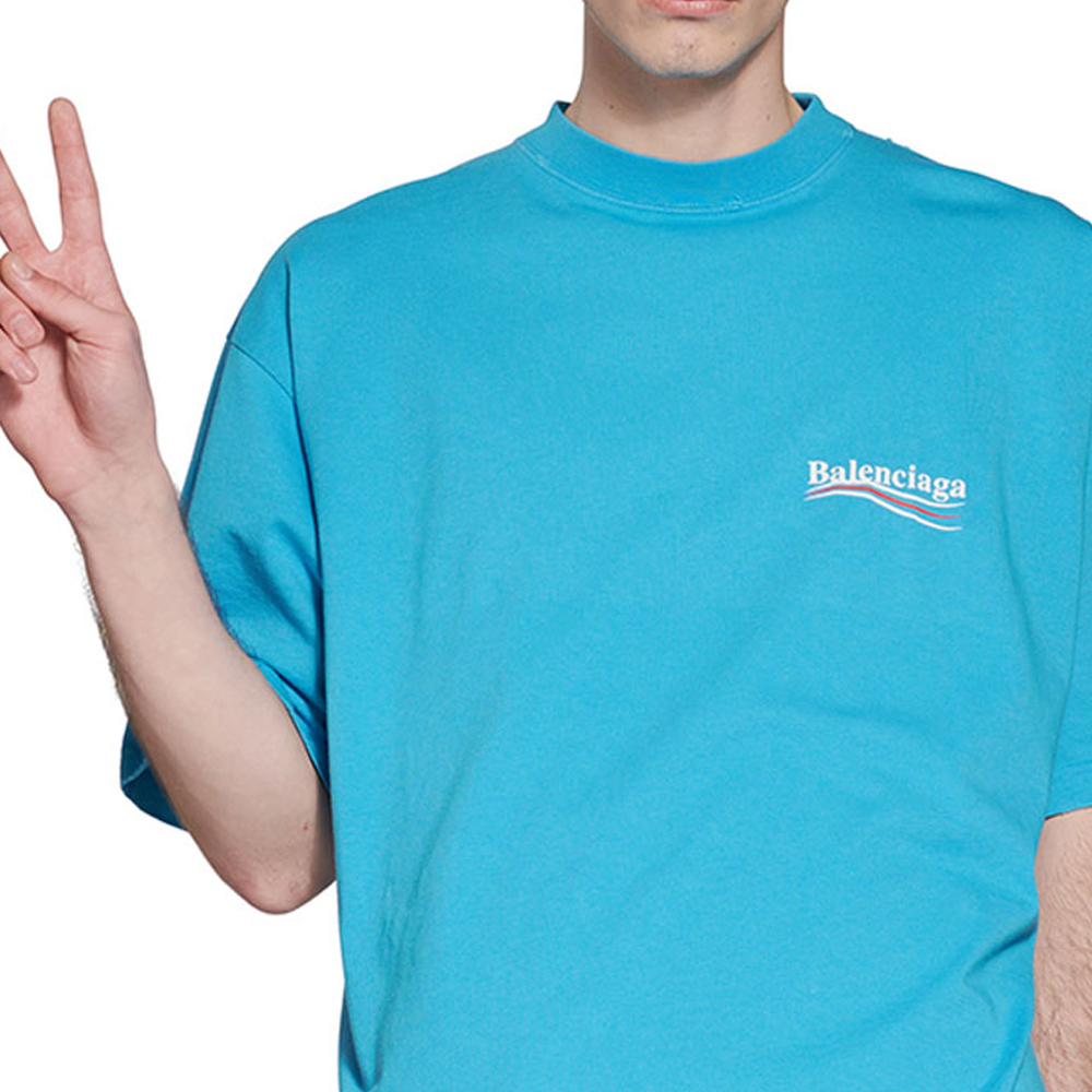 Details for 발렌시아가 SS23 로고 프린트 오버사이즈 티셔츠 블루 641675TNVG54760