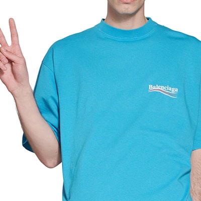 발렌시아가 SS23 로고 프린트 오버사이즈 티셔츠 블루 641675TNVG54760 Details for 발렌시아가 SS23 로고 프린트 오버사이즈 티셔츠 블루 641675TNVG54760