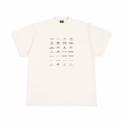 Balenciaga SS23 Logo Print Oversized Fit T-Shirt Unisex Crewneck - Off-White. 712398TNVQ79784