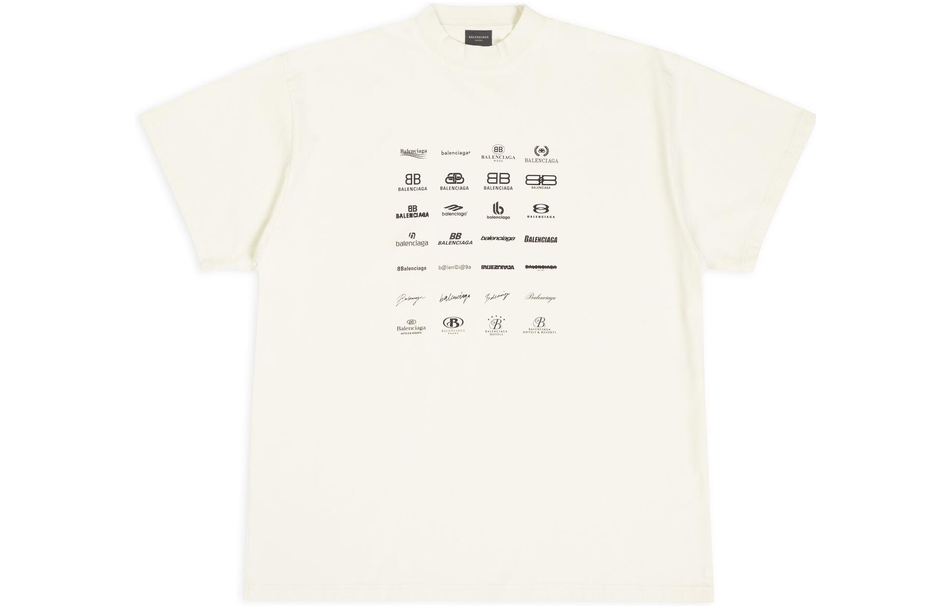 Order Camiseta Unisex Balenciaga SS23 Oversized Logo Crewneck - Blanco Roto. 712398TNVQ79784