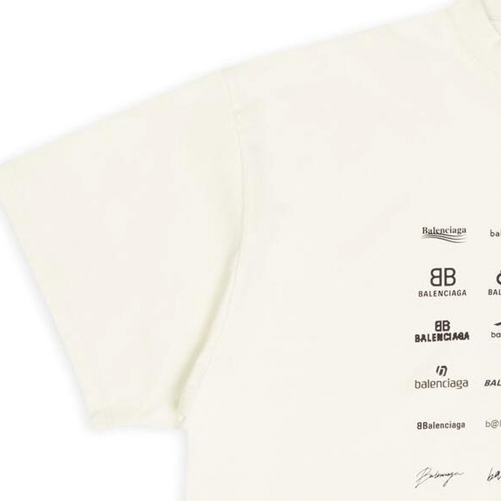 Purchase Camiseta Unisex Balenciaga SS23 Oversized Logo Crewneck - Blanco Roto. 712398TNVQ79784