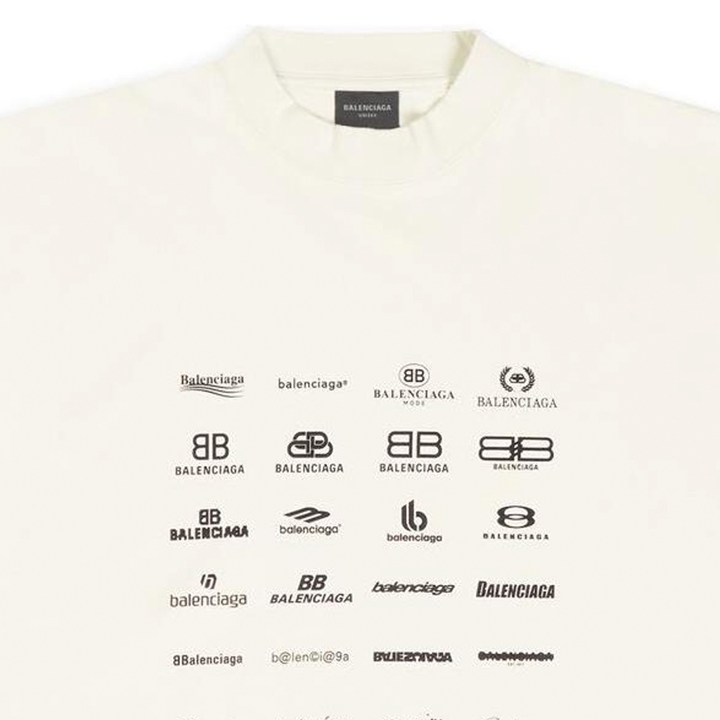 Details for Camiseta Unisex Balenciaga SS23 Oversized Logo Crewneck - Blanco Roto. 712398TNVQ79784