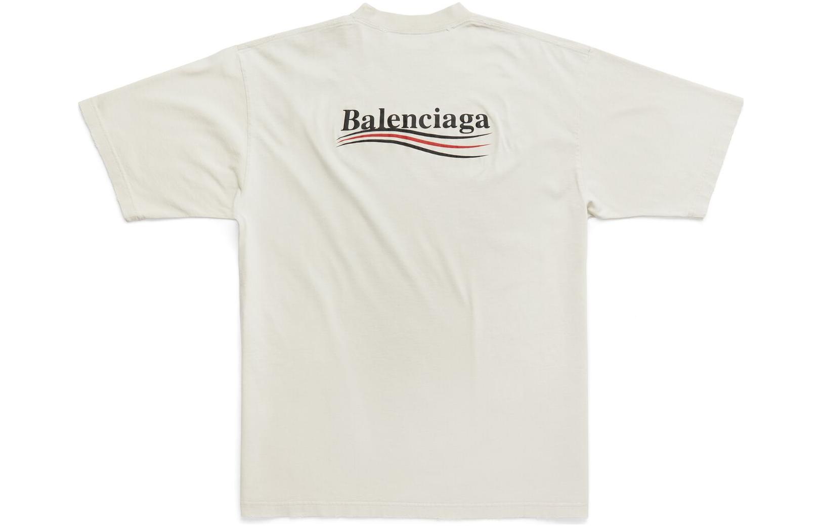 Lookbook Balenciaga SS23 Logo Print Oversized T-Shirt Beige . 641675TNVG59170