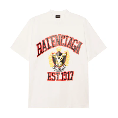Balenciaga SS23 Logo Print Oversized Unisex Beige T-Shirt. 739784TOVK19012