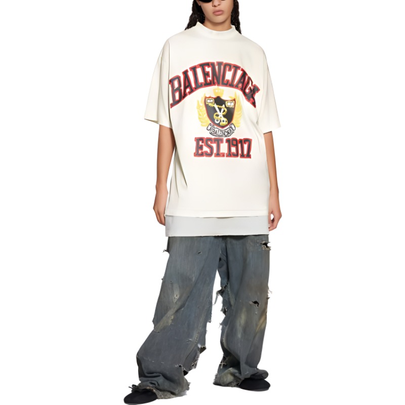 Balenciaga SS23 Logo Print Oversized Unisex Beige T-Shirt. 739784TOVK19012 圖 5