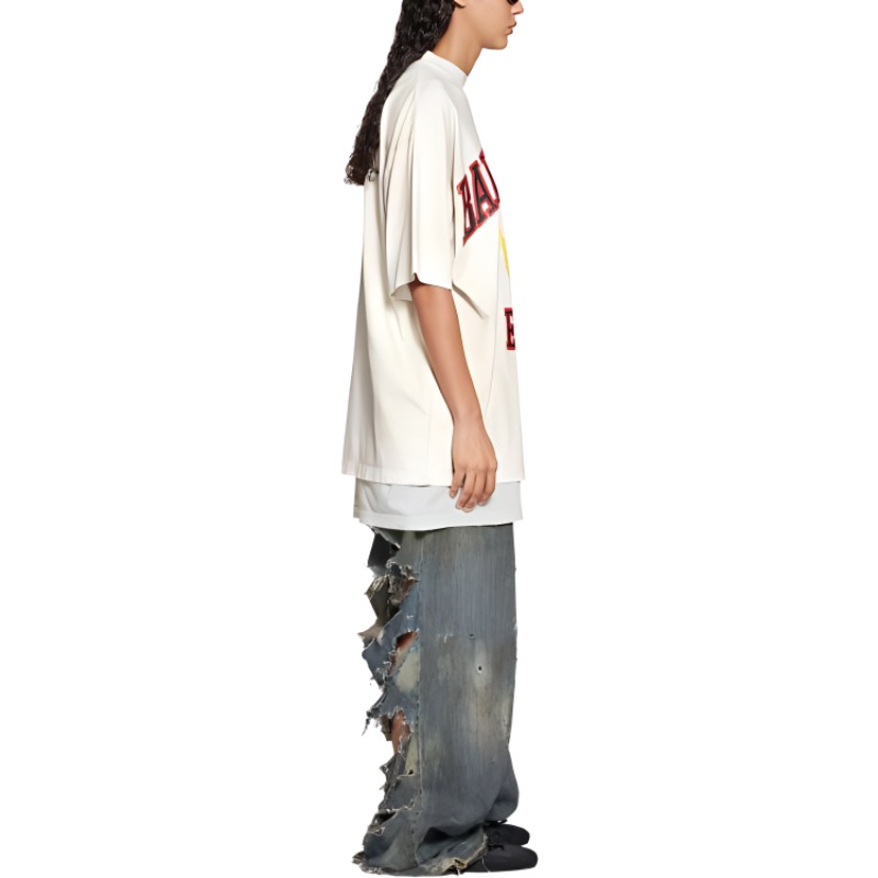 Balenciaga SS23 Logo Print Oversized Unisex Beige T-Shirt. 739784TOVK19012 圖 7