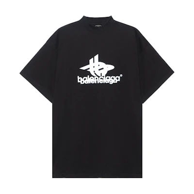 Balenciaga SS23 Logo Print Oversized Unisex Black T-Shirt. 739028TPVF21070