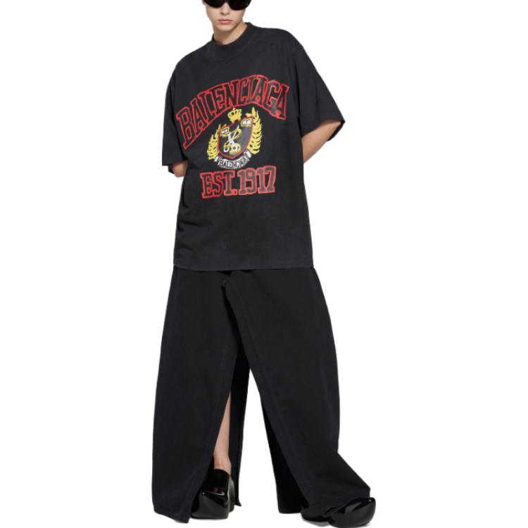 Balenciaga SS23 Logo Print Oversized Unisex Black T-Shirt. 739784TOVK11055 圖 4