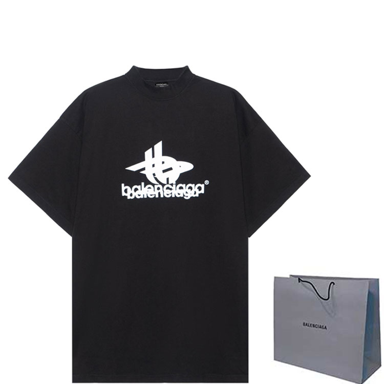 Shop 巴黎世家 SS23 标志印花宽松款中性黑色T恤 739028TPVF21070