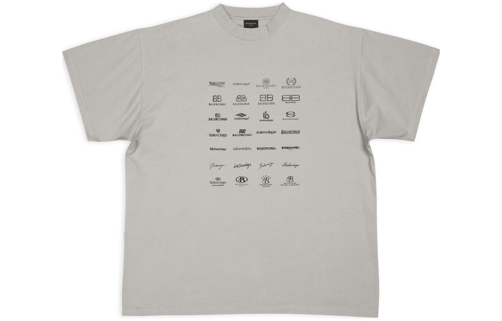 Balenciaga SS23 Logo Print Oversized Unisex Grey T-Shirt. 712398TNVQ71342