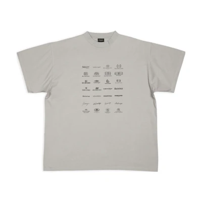 Balenciaga SS23 Logo Print Oversized Unisex Grey T-Shirt. 712398TNVQ71342