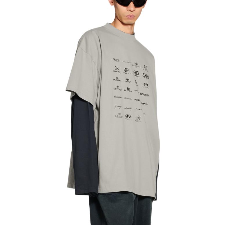Balenciaga SS23 Logo Print Oversized Unisex Grey T-Shirt. 712398TNVQ71342 圖 7