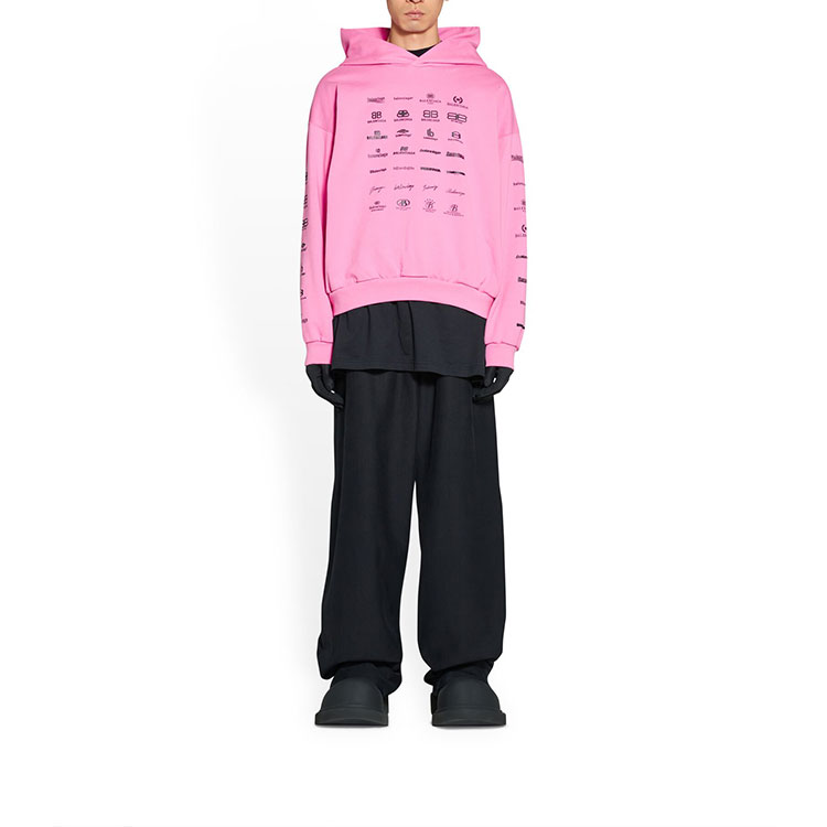 Balenciaga SS23 Logo Print Pink Hoodie Unisex Oversized Fit. 726241TNVQ81401 圖 4