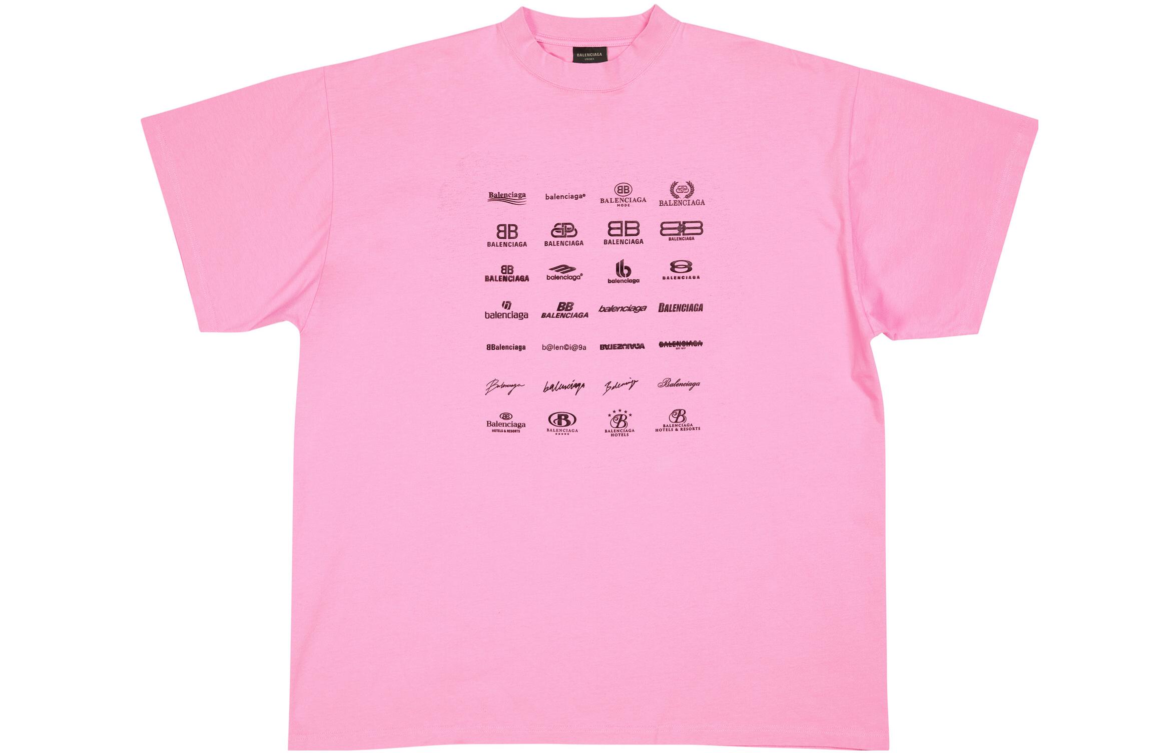 Balenciaga SS23 Logo Print Pink Oversized Unisex Crewneck T-Shirt. 712398TNVQ71401