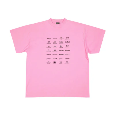 Balenciaga SS23 Logo Print Pink Oversized Unisex Crewneck T-Shirt. 712398TNVQ71401