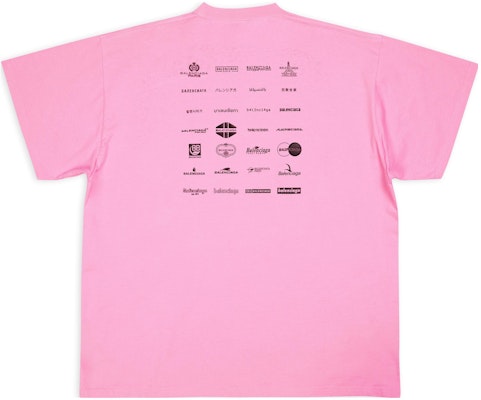 발렌시아가 SS23 로고 프린트 핑크 오버사이즈 유니섹스 크루넥 티셔츠. 712398TNVQ71401 Lookbook 발렌시아가 SS23 로고 프린트 핑크 오버사이즈 유니섹스 크루넥 티셔츠. 712398TNVQ71401