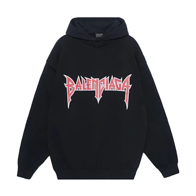 Balenciaga SS23 Logo Print Pullover Hoodie Regular Fit Black . 743802T32698035