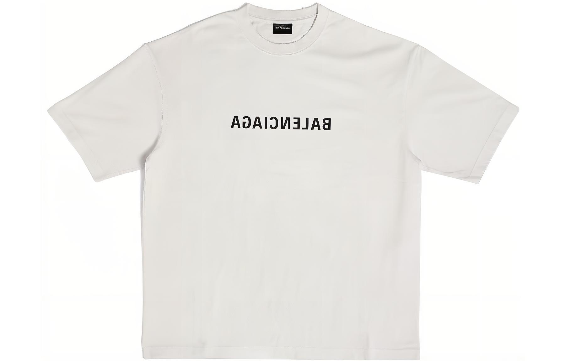 Balenciaga SS23 Logo Print Unisex Beige Crewneck T-Shirt. 612966TNVV89784