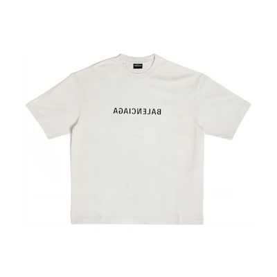 Balenciaga SS23 Logo Print Unisex Beige Crewneck T-Shirt. 612966TNVV89784