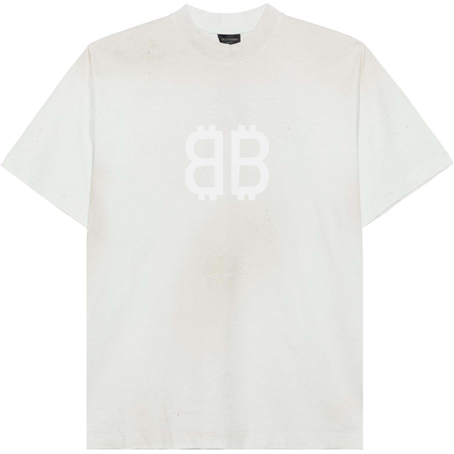 Balenciaga SS23 Logo Print White Oversized Unisex Crewneck Short Sleeve T-Shirt. 739784TOVU69012