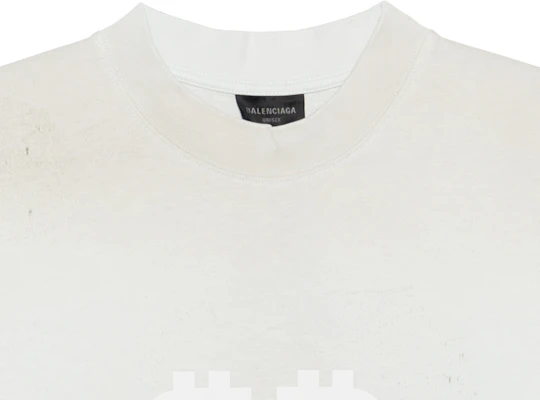 Balenciaga SS23 徽標印花白色寬鬆男女同款短袖圓領T恤 739784TOVU69012 2