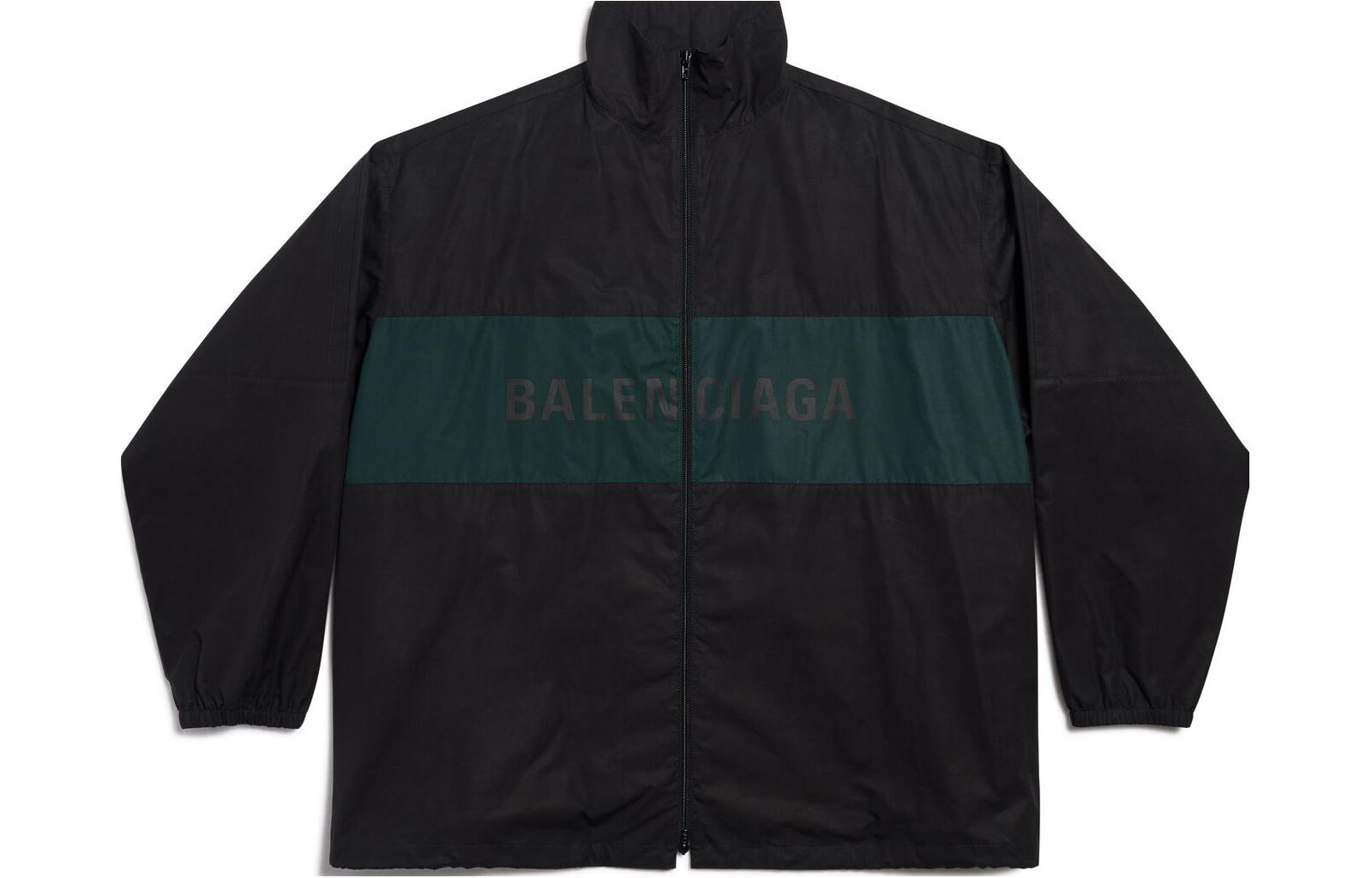 Balenciaga SS23 Logo Print Zip Jacket Unisex Black Oversized Fit 725302TNM141000