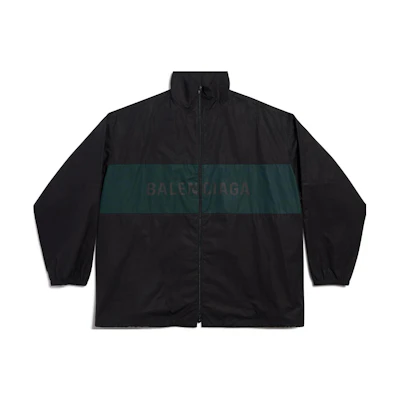 Balenciaga SS23 Logo Print Zip Jacket Unisex Black Oversized Fit 725302TNM141000