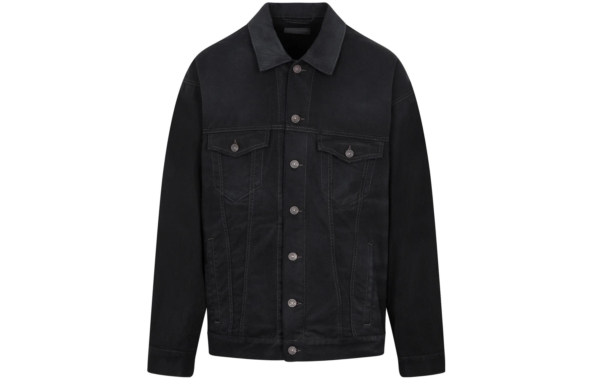 Balenciaga SS23 Monochrome Print Collared Button-Up Jacket Men’s Black 724646MTNW541129