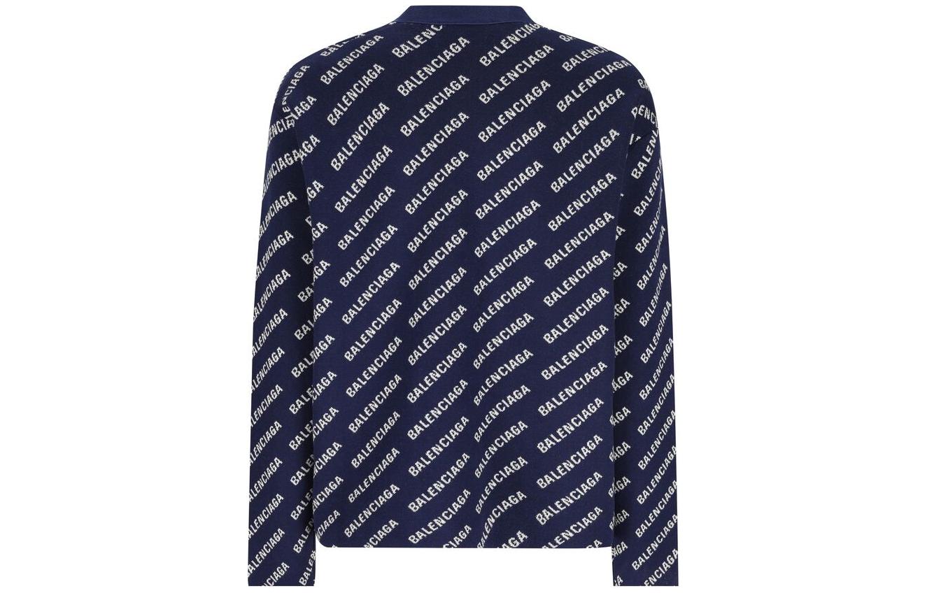 Lookbook Balenciaga SS23 Monogram Knit Cardigan Navy Blue  Regular Fit. 736248T32338502