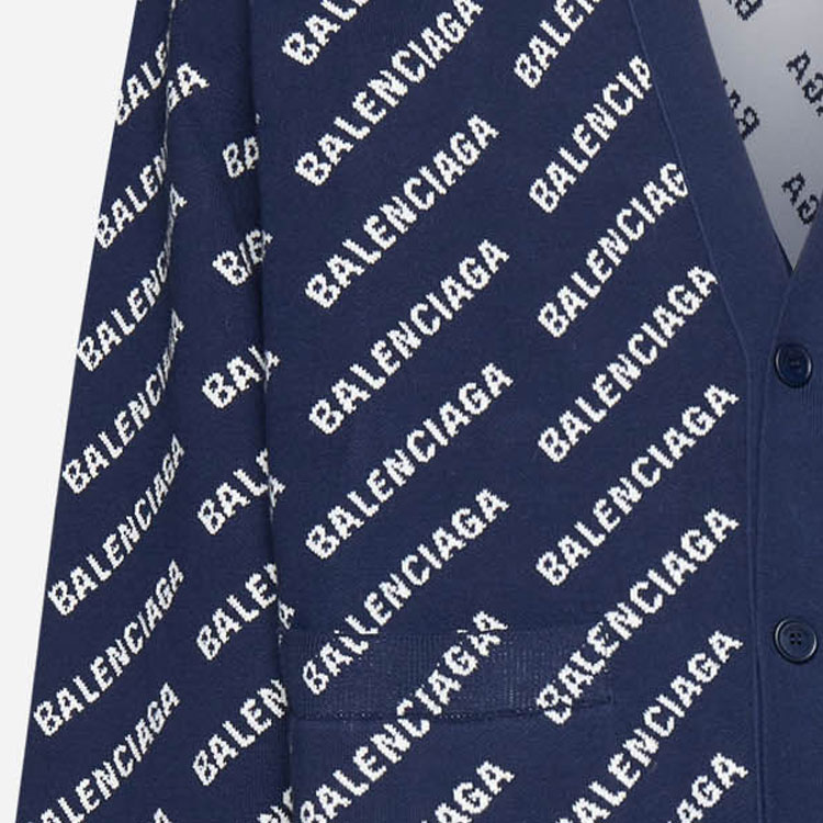 Sizing Balenciaga SS23 Monogram Knit Cardigan Navy Blue  Regular Fit. 736248T32338502