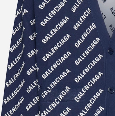 Balenciaga SS23 Monogram Knit Cardigan Navy Blue Regular Fit. 736248T32338502 Sizing Balenciaga SS23 Monogram Knit Cardigan Navy Blue Regular Fit. 736248T32338502