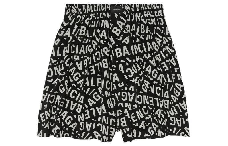 Order Balenciaga SS23 Seluar Pendek Monogram Cetak Kasual Regular Fit Hitam. 719975TML211269