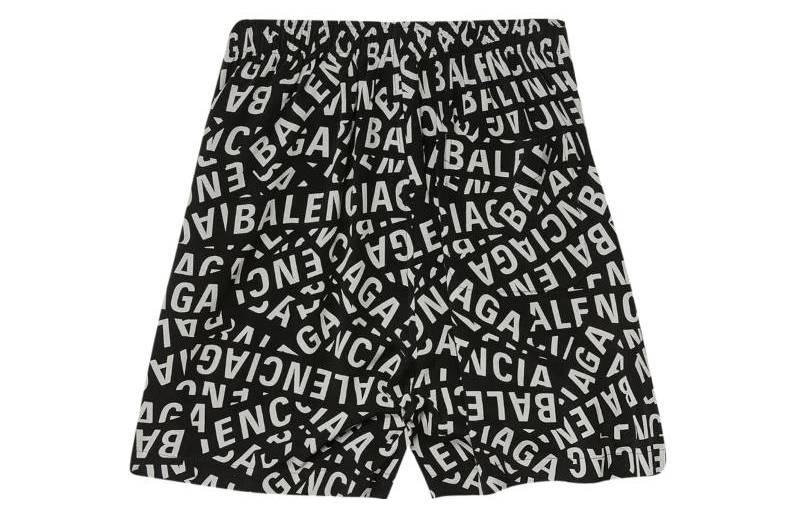 Lookbook Balenciaga SS23 Seluar Pendek Monogram Cetak Kasual Regular Fit Hitam. 719975TML211269