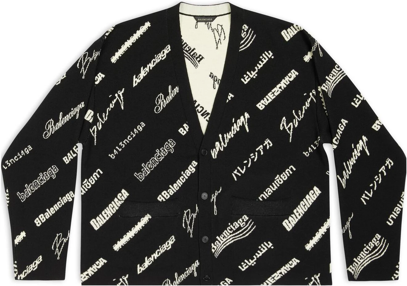 balenciaga-ss-23-monogram-v-neck-knit-cardigan-oversized-fit-black-men-s-724852-t16651070