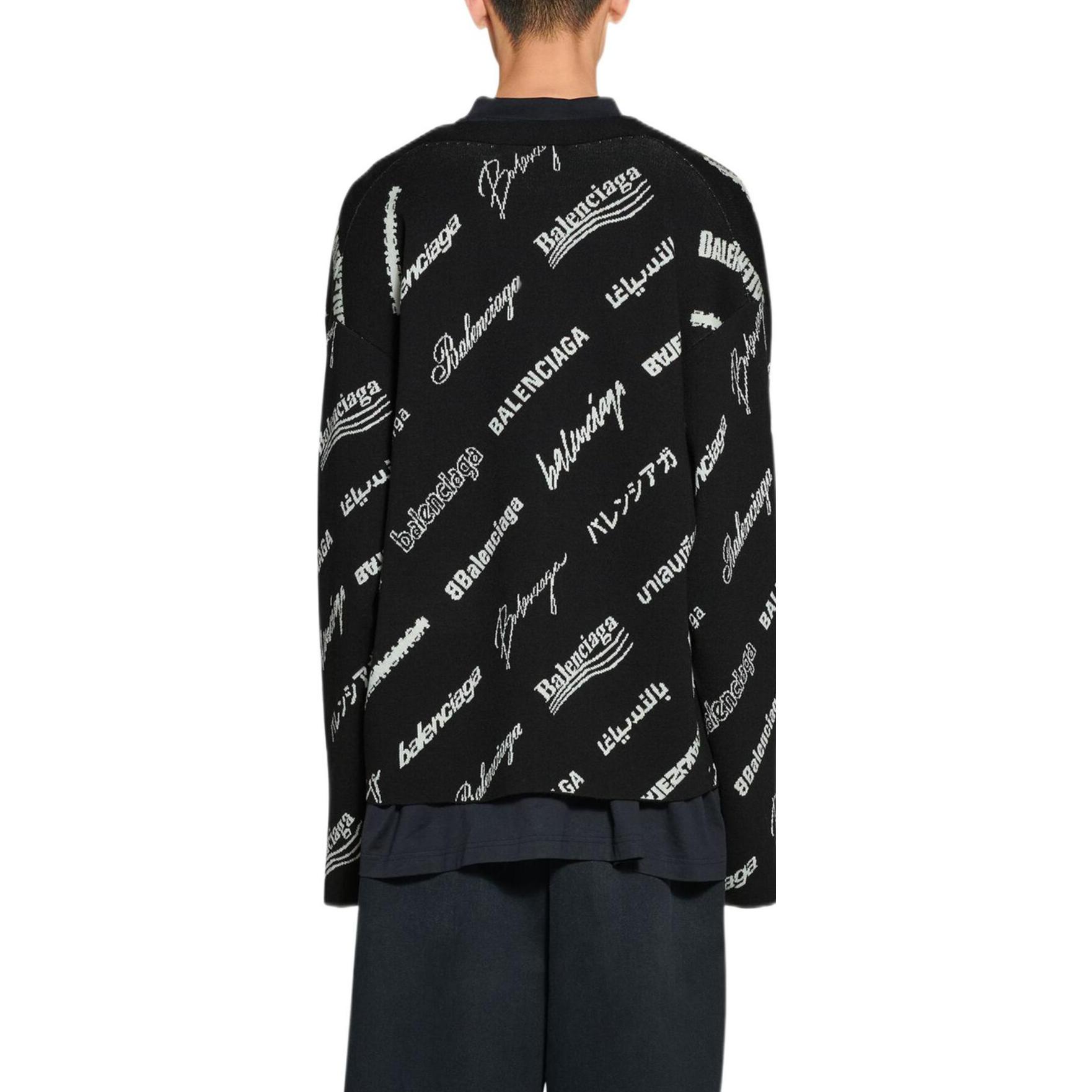 Purchase Balenciaga SS23 Monogram V-Neck Knit Cardigan Oversized Fit Black Men’s. 724852T16651070