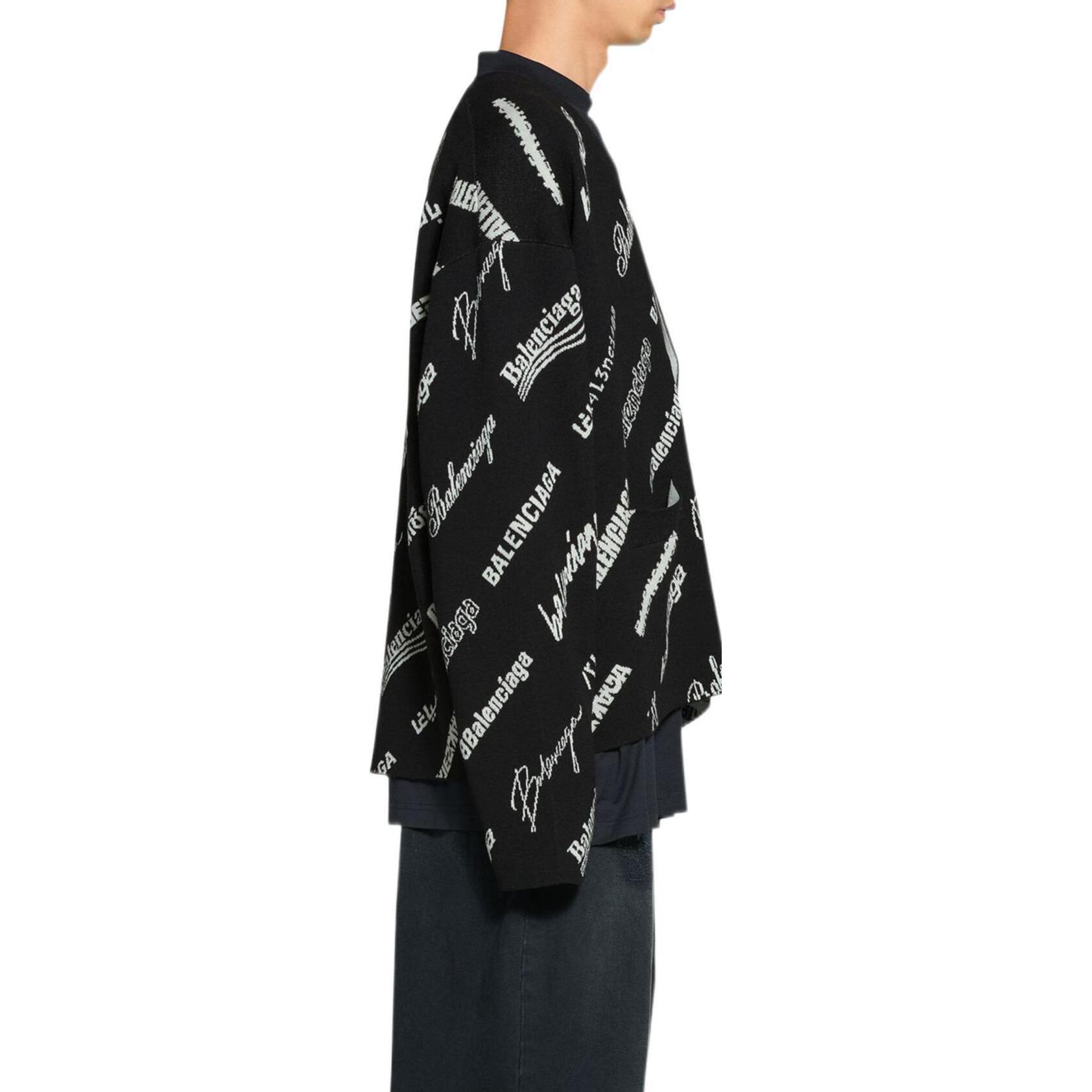 Sizing Balenciaga SS23 Monogram V-Neck Knit Cardigan Oversized Fit Black Men’s. 724852T16651070