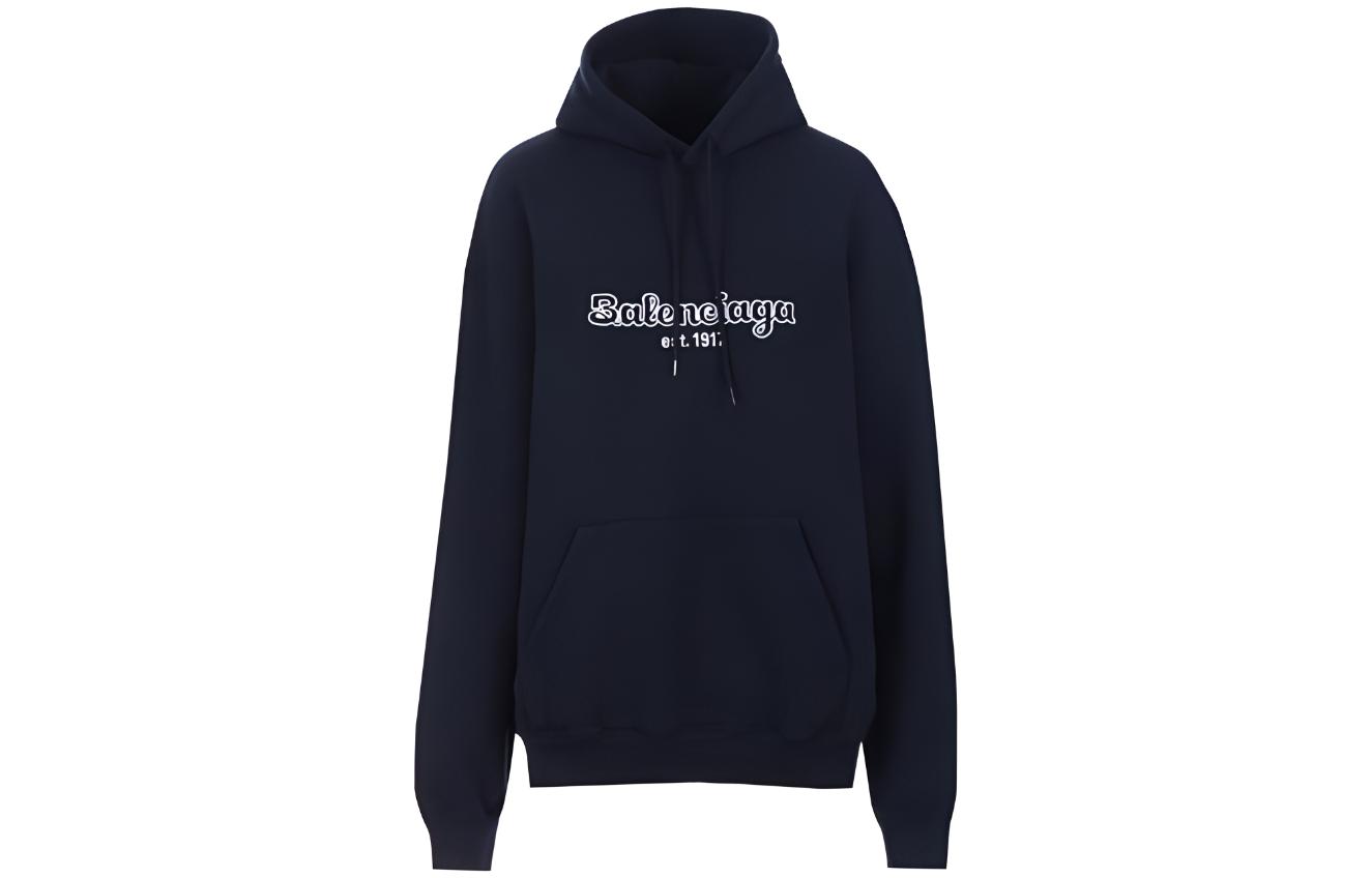 Balenciaga SS23 Navy Blue Letter Print Oversized Hoodie 583222TFV458502
