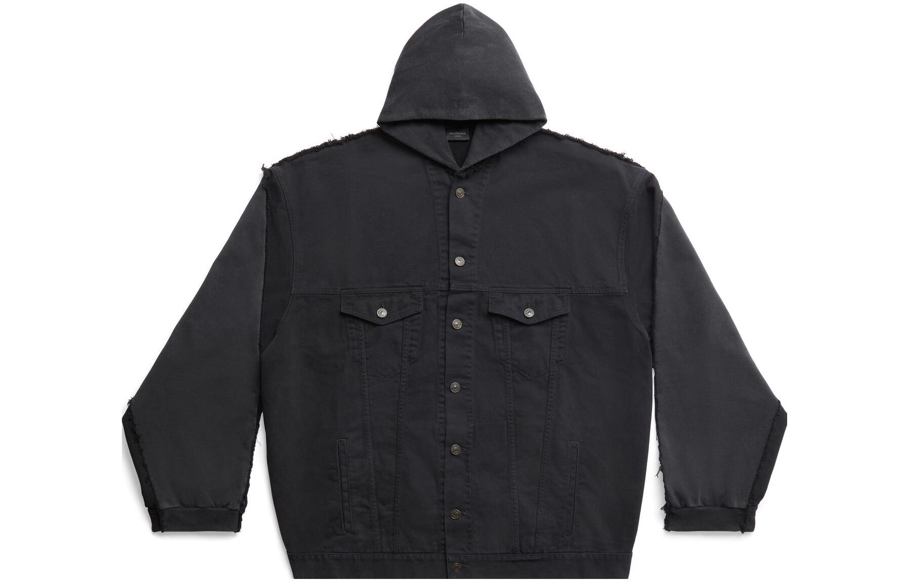 Balenciaga SS23 Oversized Black Hooded Jacket Unisex - Single-Breasted Design. 738737TNW111700 圖 2