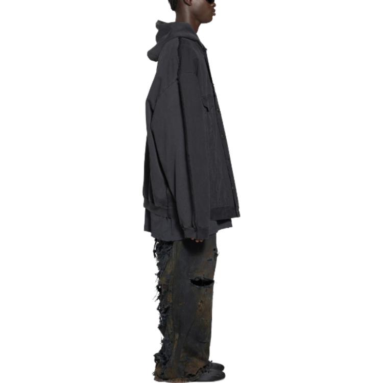 Balenciaga SS23 Oversized Black Hooded Jacket Unisex - Single-Breasted Design. 738737TNW111700 圖 6