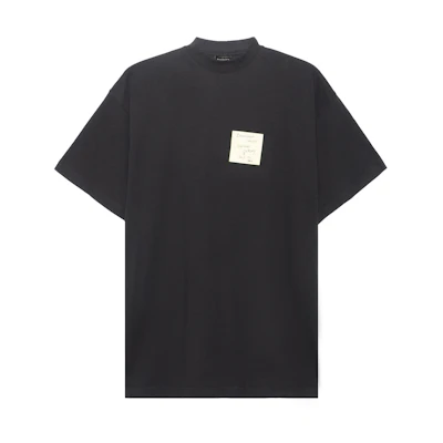 Balenciaga SS23 Oversized Half-Button Crewneck T-Shirt Unisex - Black. 739028TOVD41055