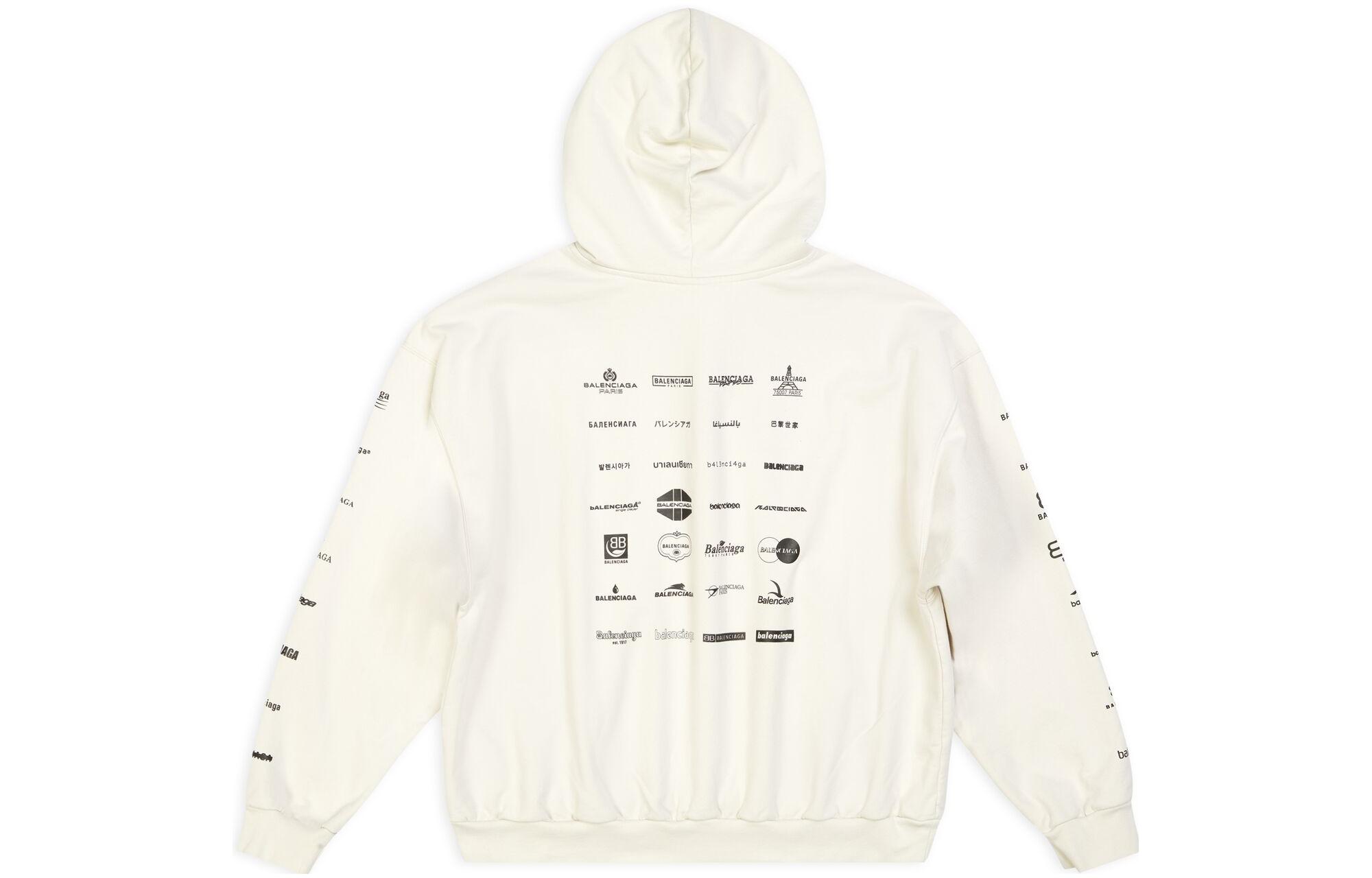 Lookbook Balenciaga SS23 Oversized Logo Print Hoodie Unisex Off-White. 726241TNVQ89784
