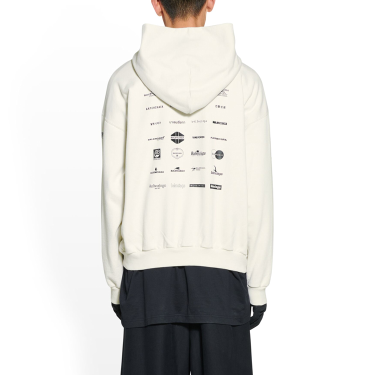 Purchase Balenciaga SS23 Oversized Logo Print Hoodie Unisex Off-White. 726241TNVQ89784