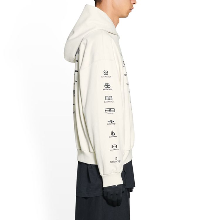 Details for Balenciaga SS23 Oversized Logo Print Hoodie Unisex Off-White. 726241TNVQ89784