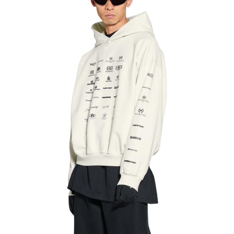 Sizing Balenciaga SS23 Oversized Logo Print Hoodie Unisex Off-White. 726241TNVQ89784