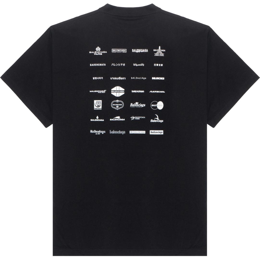 Lookbook Balenciaga SS23 男女款黑色寬鬆版Logo印花T恤 712398TNVQ71070